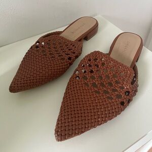 Dynamite Women Braided Woven Mules Sandals Pointed Toes Boho Brown - US 7